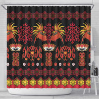 Papua Batik Motif Shower Curtain Papua Spirit Black Version - Polynesian Pride