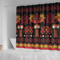 Papua Batik Motif Shower Curtain Papua Spirit Black Version - Polynesian Pride