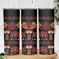 Papua Batik Motif Skinny Tumbler Papua Spirit Black Version - Polynesian Pride