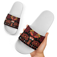 Papua Batik Motif Slide Sandals Papua Spirit Black Version LT05 - Polynesian Pride