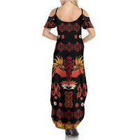 Papua Batik Motif Summer Maxi Dress Papua Spirit Black Version - Polynesian Pride