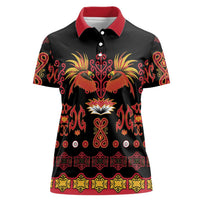 Papua Batik Motif Women Polo Shirt Papua Spirit Black Version - Polynesian Pride