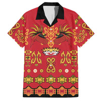 Papua Batik Motif Family Matching Long Sleeve Bodycon Dress and Hawaiian Shirt Papua Spirit Red Version - Polynesian Pride