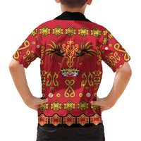 Papua Batik Motif Family Matching Short Sleeve Bodycon Dress and Hawaiian Shirt Papua Spirit Red Version - Polynesian Pride