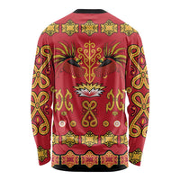Papua Batik Motif Long Sleeve Shirt Papua Spirit Red Version - Polynesian Pride