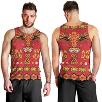 Papua Batik Motif Men Tank Top Papua Spirit Red Version - Polynesian Pride