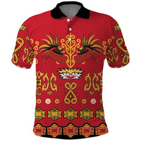 Papua Batik Motif Polo Shirt Papua Spirit Red Version LT05 Red - Polynesian Pride