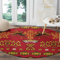 Papua Batik Motif Round Carpet Papua Spirit Red Version - Polynesian Pride