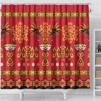 Papua Batik Motif Shower Curtain Papua Spirit Red Version - Polynesian Pride