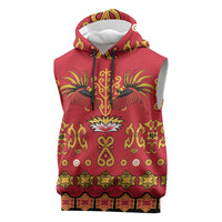 Papua Batik Motif Sleeveless Hoodie Papua Spirit Red Version LT05 Red - Polynesian Pride
