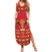 Papua Batik Motif Summer Maxi Dress Papua Spirit Red Version - Polynesian Pride