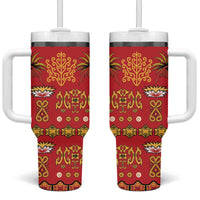 Papua Batik Motif Tumbler With Handle Papua Spirit Red Version - Polynesian Pride