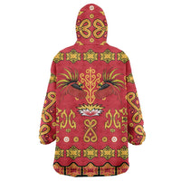 Papua Batik Motif Wearable Blanket Hoodie Papua Spirit Red Version - Polynesian Pride