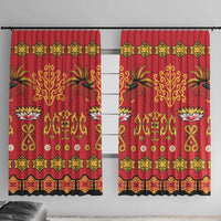 Papua Batik Motif Window Curtain Papua Spirit Red Version - Polynesian Pride