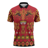 Papua Batik Motif Zipper Polo Shirt Papua Spirit Red Version - Polynesian Pride
