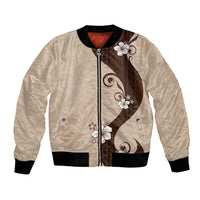 Polynesia Hibiscus Bomber Jacket Cameo Curve Motif - Polynesian Pride