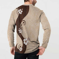 Polynesia Hibiscus Button Sweatshirt Cameo Curve Motif - Polynesian Pride