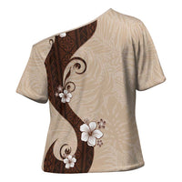 Polynesia Hibiscus Cross Shoulder Shirt Cameo Curve Motif LT05 - Polynesian Pride