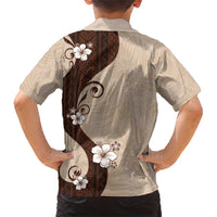 Polynesia Hibiscus Family Matching Short Sleeve Bodycon Dress and Hawaiian Shirt Cameo Curve Motif - Polynesian Pride