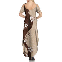 Polynesia Hibiscus Family Matching Summer Maxi Dress and Hawaiian Shirt Cameo Curve Motif - Polynesian Pride