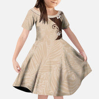 Polynesia Hibiscus Kid Short Sleeve Dress Cameo Curve Motif - Polynesian Pride