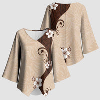 Polynesia Hibiscus Kimono Sleeve Blouse Cameo Curve Motif - Polynesian Pride