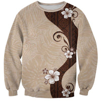 Polynesia Hibiscus Sweatshirt Cameo Curve Motif LT05 Unisex Beige - Polynesian Pride