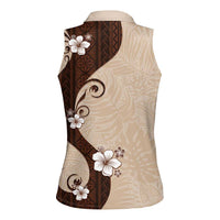 Polynesia Hibiscus Women Sleeveless Polo Shirt Cameo Curve Motif - Polynesian Pride
