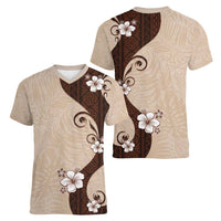 Polynesia Hibiscus Women V-Neck T-Shirt Cameo Curve Motif - Polynesian Pride