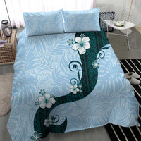 Polynesia Hibiscus Bedding Set Sky Blue Curve Motif - Polynesian Pride
