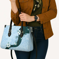 Polynesia Hibiscus Leather Bag Sky Blue Curve Motif - Polynesian Pride