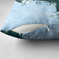 Polynesia Hibiscus Pillow Cover Sky Blue Curve Motif - Polynesian Pride