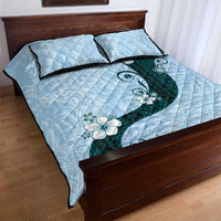 Polynesia Hibiscus Quilt Bed Set Sky Blue Curve Motif - Polynesian Pride