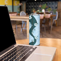 Polynesia Hibiscus Skinny Tumbler Sky Blue Curve Motif - Polynesian Pride