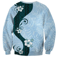 Polynesia Hibiscus Sweatshirt Sky Blue Curve Motif LT05 - Polynesian Pride