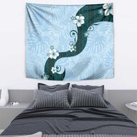 Polynesia Hibiscus Tapestry Sky Blue Curve Motif - Polynesian Pride