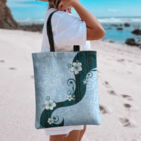 Polynesia Hibiscus Tote Bag Sky Blue Curve Motif - Polynesian Pride