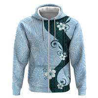 Polynesia Hibiscus Zip Hoodie Sky Blue Curve Motif - Polynesian Pride