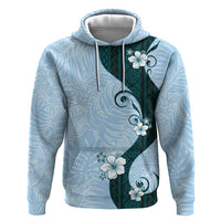 Polynesia Hibiscus Zip Hoodie Sky Blue Curve Motif - Polynesian Pride