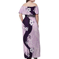 Polynesia Hibiscus Family Matching Off Shoulder Maxi Dress and Hawaiian Shirt Thistle Curve Motif - Polynesian Pride