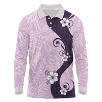 Polynesia Hibiscus Long Sleeve Polo Shirt Thistle Curve Motif - Polynesian Pride