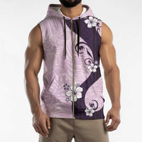 Polynesia Hibiscus Sleeveless Zip Hoodie Thistle Curve Motif - Polynesian Pride