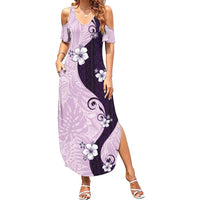 Polynesia Hibiscus Summer Maxi Dress Thistle Curve Motif - Polynesian Pride