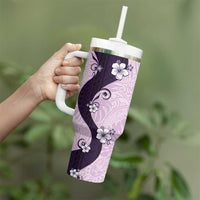 Polynesia Hibiscus Tumbler With Handle Thistle Curve Motif - Polynesian Pride