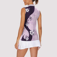 Polynesia Hibiscus Women Sleeveless Polo Shirt Thistle Curve Motif - Polynesian Pride