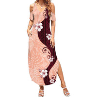 Polynesia Hibiscus Family Matching Summer Maxi Dress and Hawaiian Shirt Rose Bud Curve Motif - Polynesian Pride