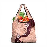 Polynesia Hibiscus Grocery Bag Rose Bud Curve Motif - Polynesian Pride