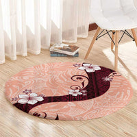 Polynesia Hibiscus Round Carpet Rose Bud Curve Motif - Polynesian Pride