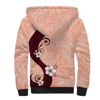 Polynesia Hibiscus Sherpa Hoodie Rose Bud Curve Motif - Polynesian Pride
