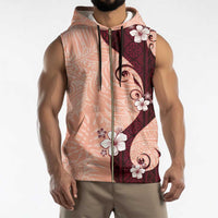 Polynesia Hibiscus Sleeveless Zip Hoodie Rose Bud Curve Motif LT05 - Polynesian Pride